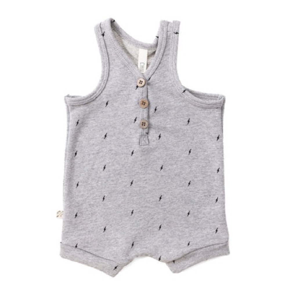 Childhoods Clothing Short Tank Romper - Bolts on Pebble